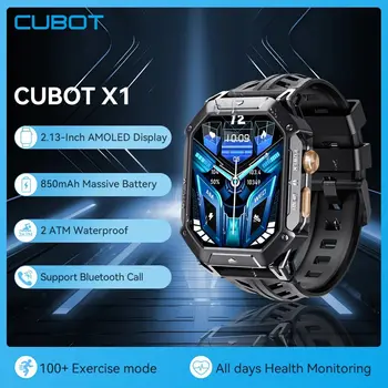 CUBOT X1 Smart Watch 2.13-inch AMOLED Screen, 850mAh Battery, Waterproof Sport smartwatch for Men, Bluetooth Call, Heart Rate