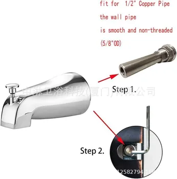 ห้องน้ํา Tub Spout 3/4 นิ้ว Reach Wall ด้านหน้าพร้อมฝักบัว Diverter ด้ายอ่างอาบน้ําก๊อกน้ํา Spout 1