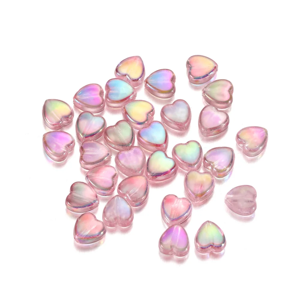 Vibrant Heart Love Acrylic Spacer Beads - 100 Pieces