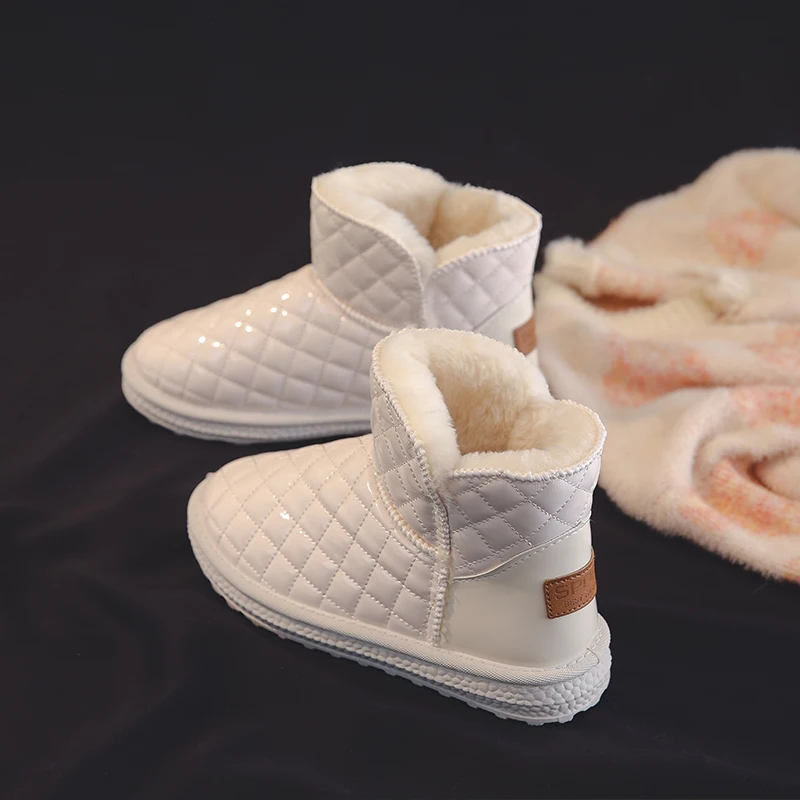 

Женские ботинки с круглым носком, зимняя обувь на плоской подошве, австралийские Роскошные Дизайнерские плюшевые ботинки, женские резиновые низкие сапоги, 2023