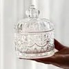 Creative Clear Glass Storage Jar Crown Embossed Glass Crystal Tea Jar Candy Storage Box with Lid Cotton Swab Box Home Decoration 5