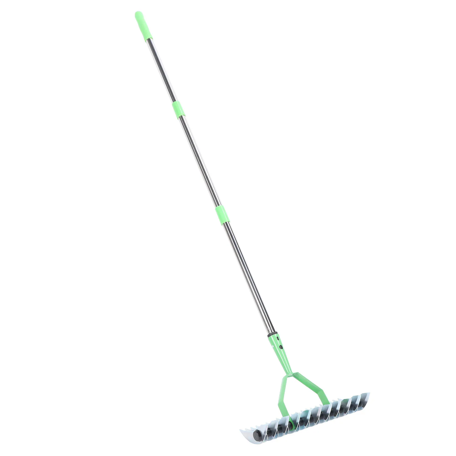 Thatch Rake 3 Sections Stainless Steel Dethatcher Lawn Rake Lawn Thatching Rake for Clearing Dead Grass 6