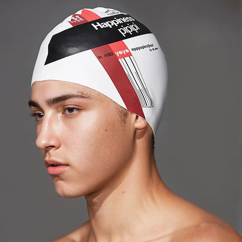 Unisex Big Size Happiness Comfortable Swimming Cap Hats Accessories For Man Women Waterproof Fishtail 2
