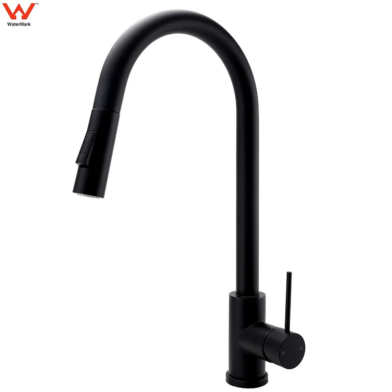 

KYLINS faucet bathroom accessories Matte Black 2 Mode Pull Out Kitchen Tap Laundry Sink Mixer Swivel Gooseneck. KRD519.BL