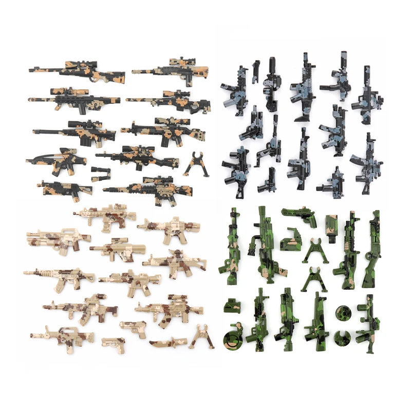 25/50/100Pcs Military Weapons SWAT Gun Cannon Soldier Army Police Hat Building Blocks Figure Accessories Model Bricks DIY Toy 4