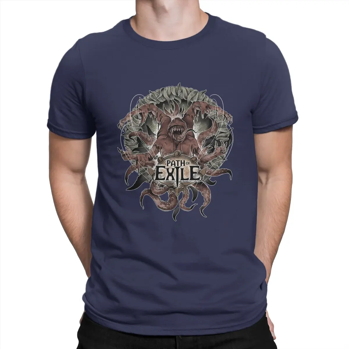 thumbnail image 1 of Camiseta de hombre "Anciano" de Path of Exile, de algodón puro, divertida, de manga corta y cuello redondo, con gráficos., 1 of 7