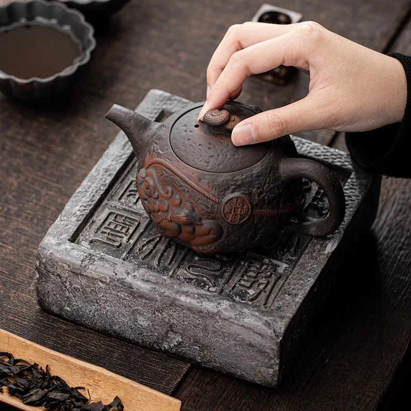 

Purple Pottery Gold Toad Pot Ceramic Teapot Ball Hole Filter Small Single Teapot Japanese Pu'er Tea Making Device Tea Kettle