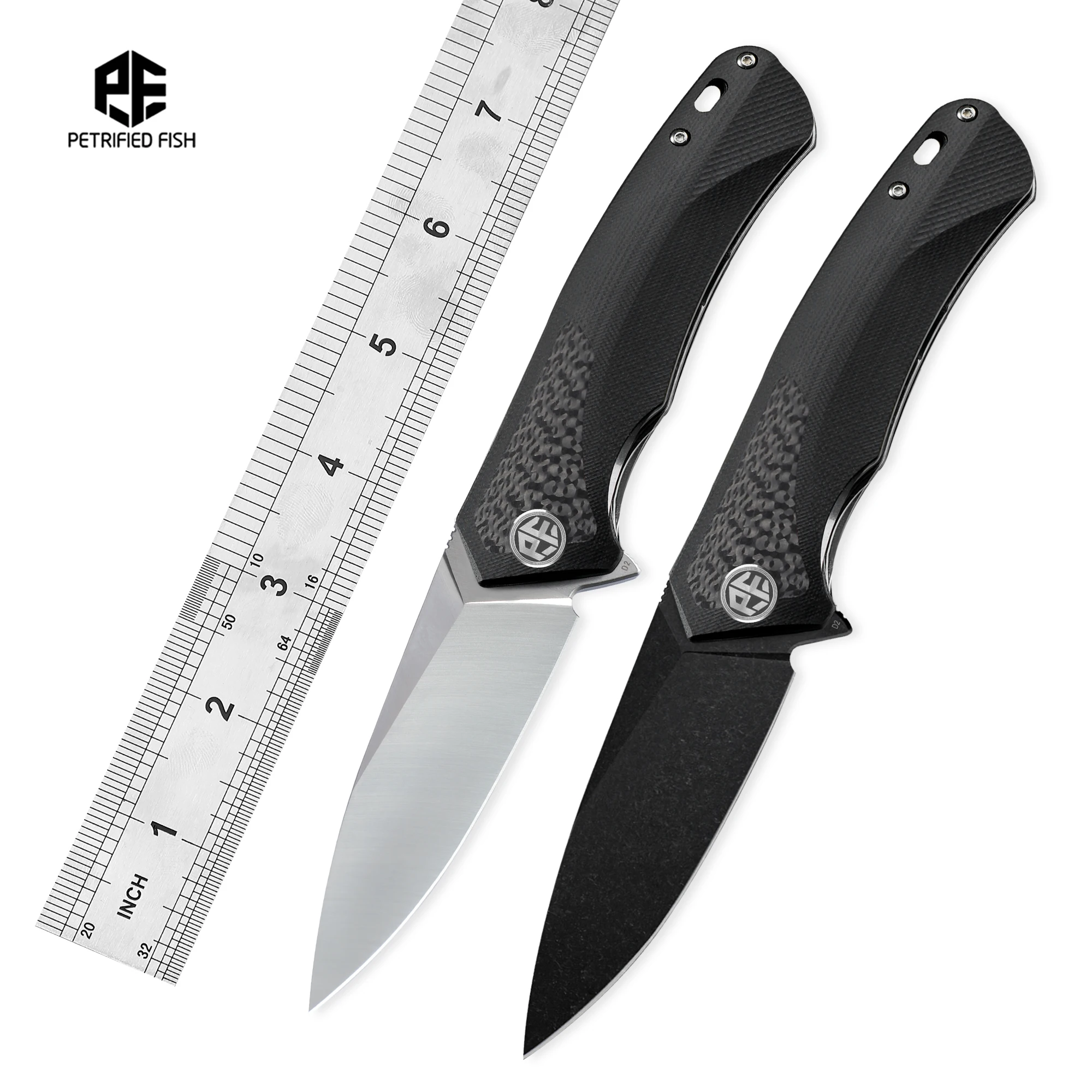 Petrified Fish PF838CS D2 Steel Blade Folding Knife G10+Carbon Fiber Handle Outdoor  Camping Hunting EDC Pocket Tool