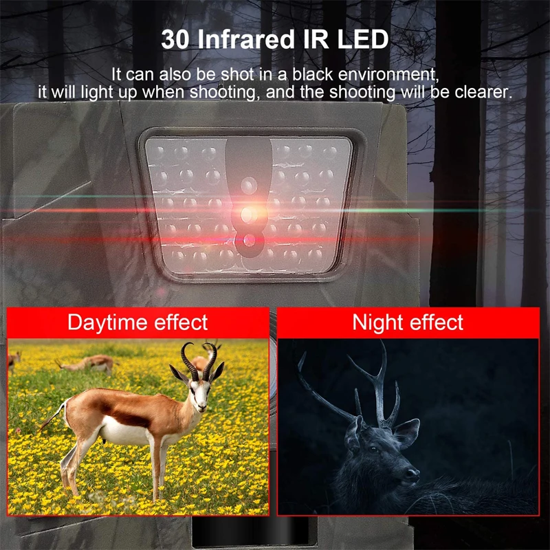 Trail Camera 12MP 1080P Wildlife Scouting Hunting Camera Night Vision Wildlife Trap Game Digital Surveillance Waterproof IP65