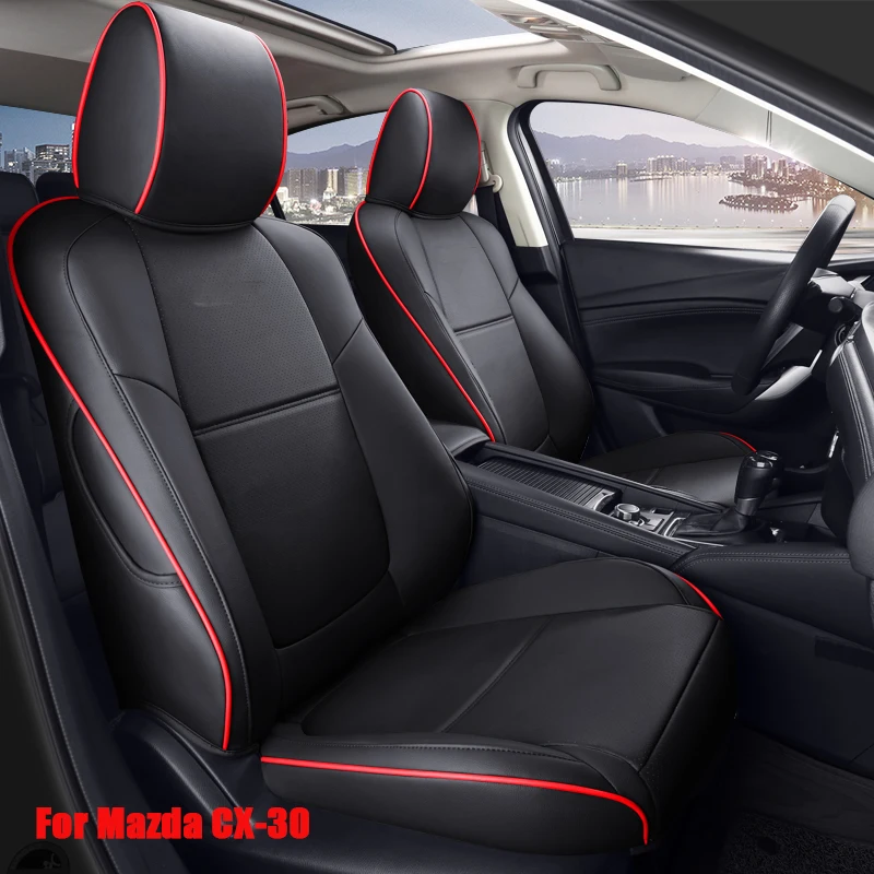 

Custom Special Fit Full Set Car Seat Covers For Mazda CX-30 2020 Interior decoration Quality Waterproof Leatherette (Wine Red)