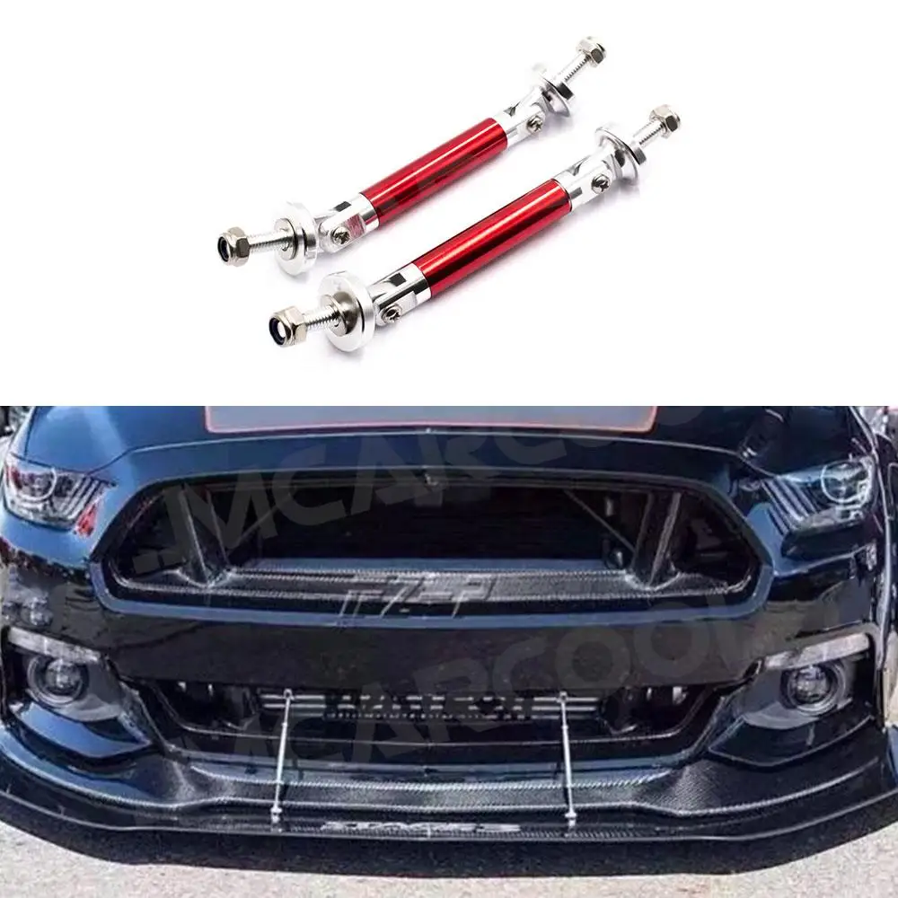 Universal Aluminum Alloy Front Bumper Lip Splitter Strut Rods - Adjustable 3-5 Inch Support Bars For Car Body Kits (2 Pack)