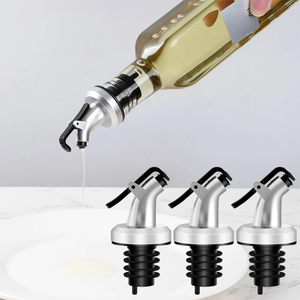 Oil Bottle Plug 3PCS Silver Spray Paint Plastic Oil Bottle Plug Soy Sauce Vinegar Pour Nozzle