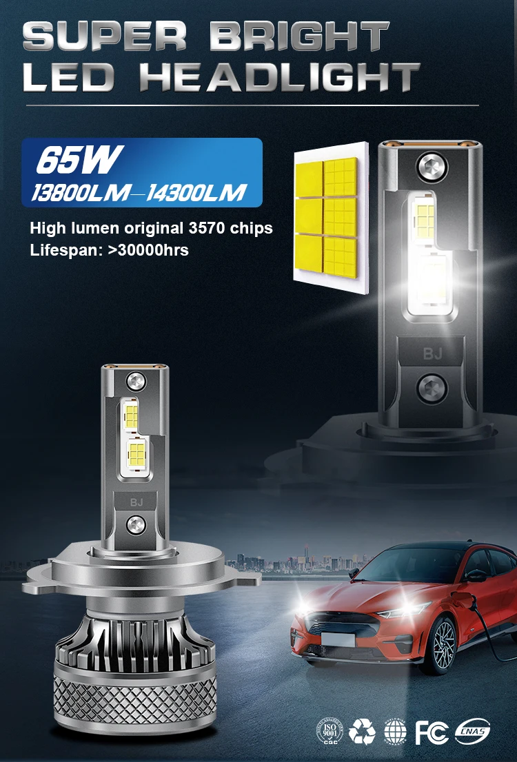

H7 H4 LED Lights Bulbs 9005 9006 H1 LED H3 H8 H9 H11 9012 Headlight High And Low Beam Super Bright Headlamp 65W 9600LM