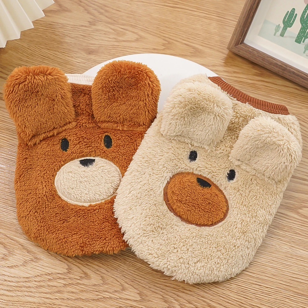 

Thicken Pet Plush Pullover Fleece Dog Coat Clothes Cute Cartoon Bear Small Dogs Sweater Costume Winter Warm Cat Puppy Vest Shirt