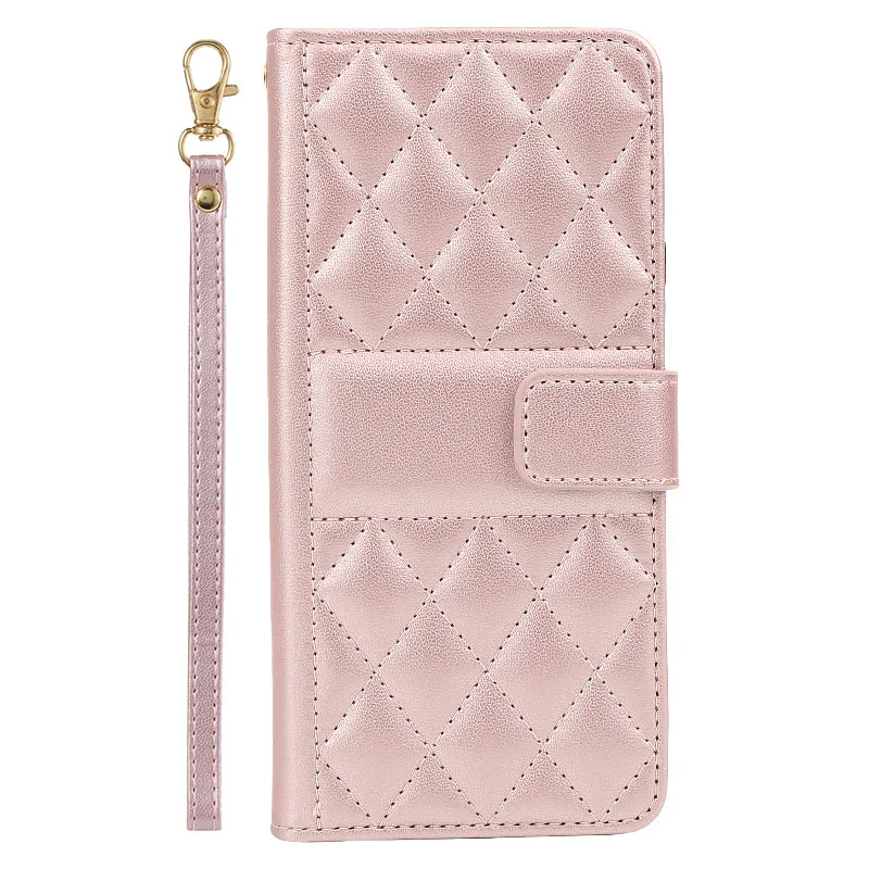 Checkered Wallet Magnetic Flip Card Slot & Photo Frame Leather Case