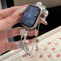 Elegant Crystal Butterfly Strap for Women's Smartwatch Bracelet (White)