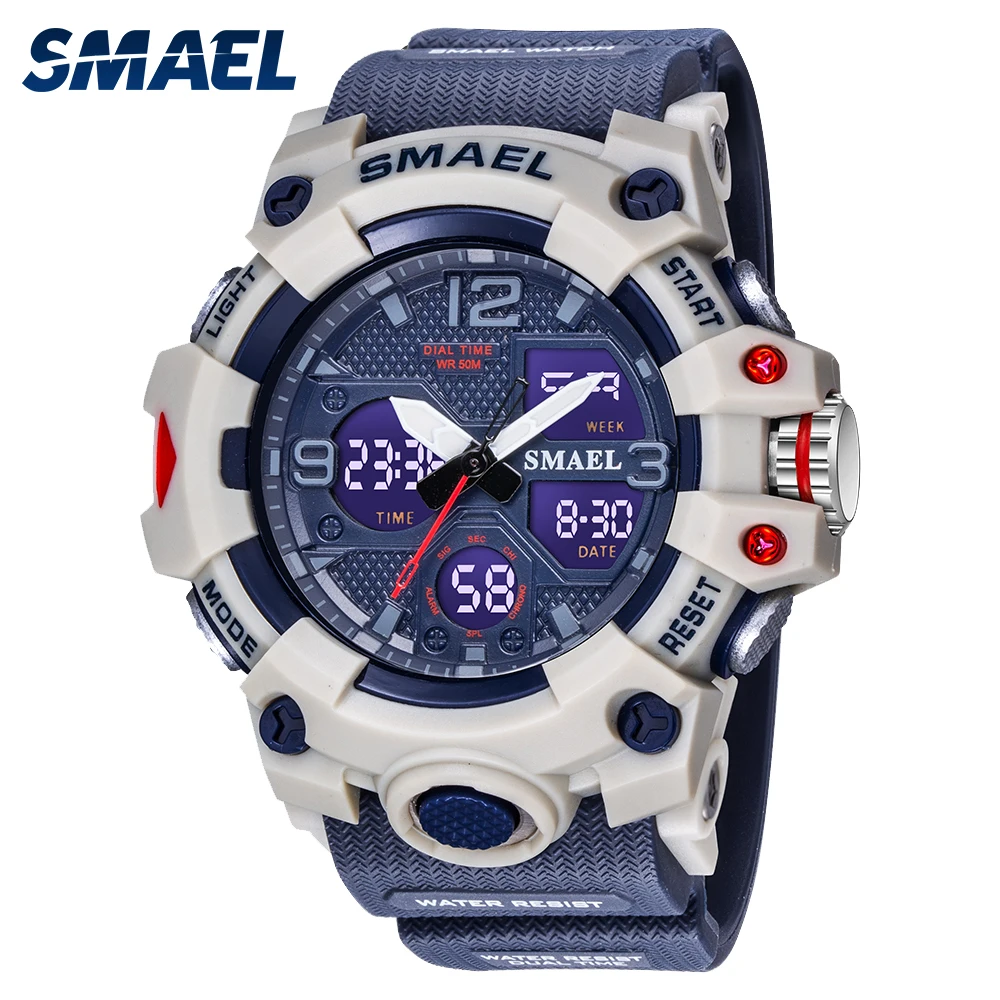  Sport Watch Military Watch For Men Alarm Clock Stopwatch LED Digital Back Light Dual Time Display 8008 Men's Watches Waterproof 