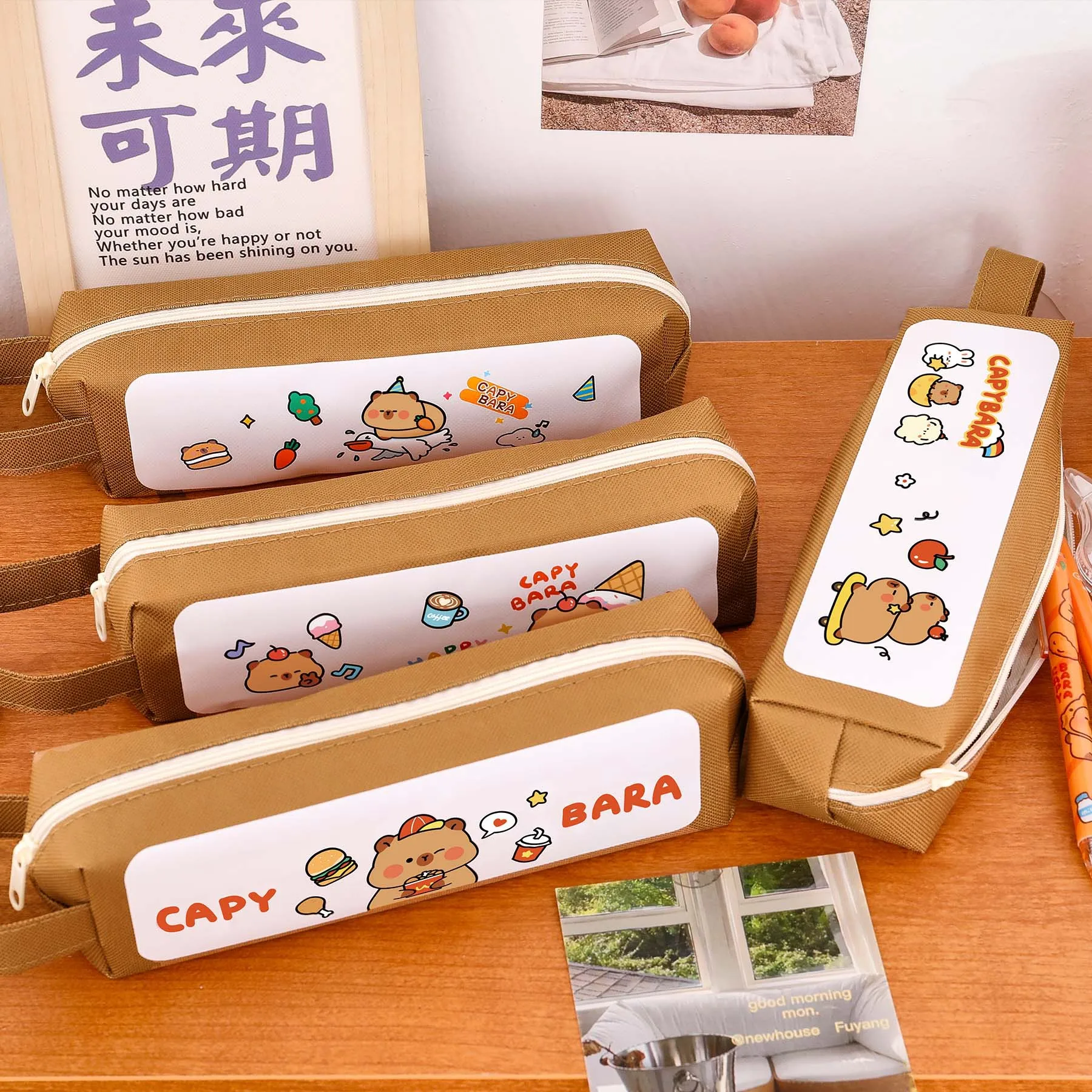 튼튼한 원단의 카피바라 필통, 학생용 학교 용품 정리함 (교실 상품 및 파티 선물용)