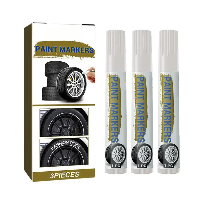 

3PCS Car Paint Pen Waterproof Car Wheel Tire Oily Painting Mark Pen Quick Dry Anti-Fading Oil Based Paint Marker Tire Paint Pen