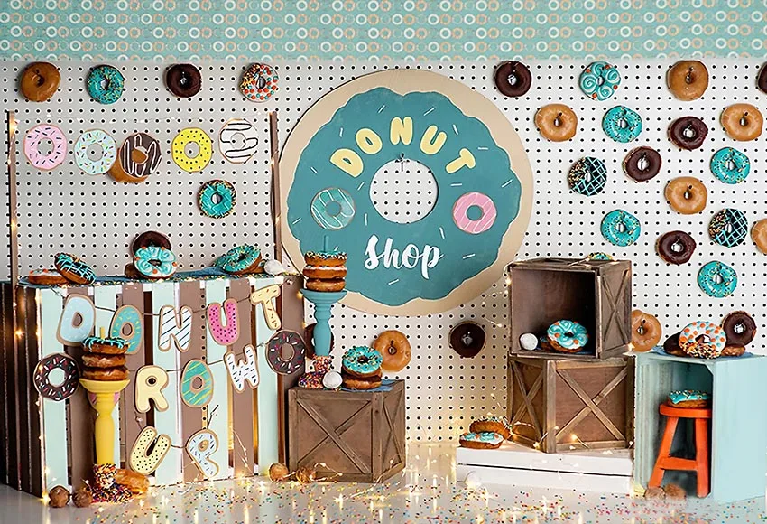 Mehofond Photography Background Donut Grow Up Donut Shop Sweet Girl 1st Birthday Party Cake Smash Decorati Backdrop 