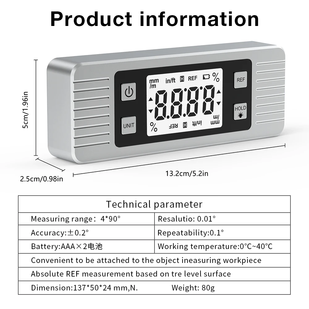 Digital Level Electronic Protractor Inclinometer with Bottom Magnet Angle Finder Level Meter Gauge Level Box Magnetic Based 6