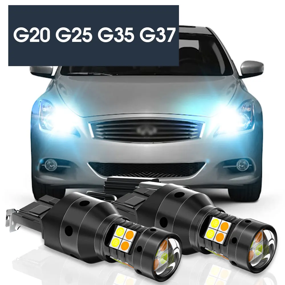 

2x LED Dual Mode Turn Signal+Daytime Running Light Blub DRL Canbus Accessories For Infiniti G20 G25 G35 G37 1999-2013 2011 2012