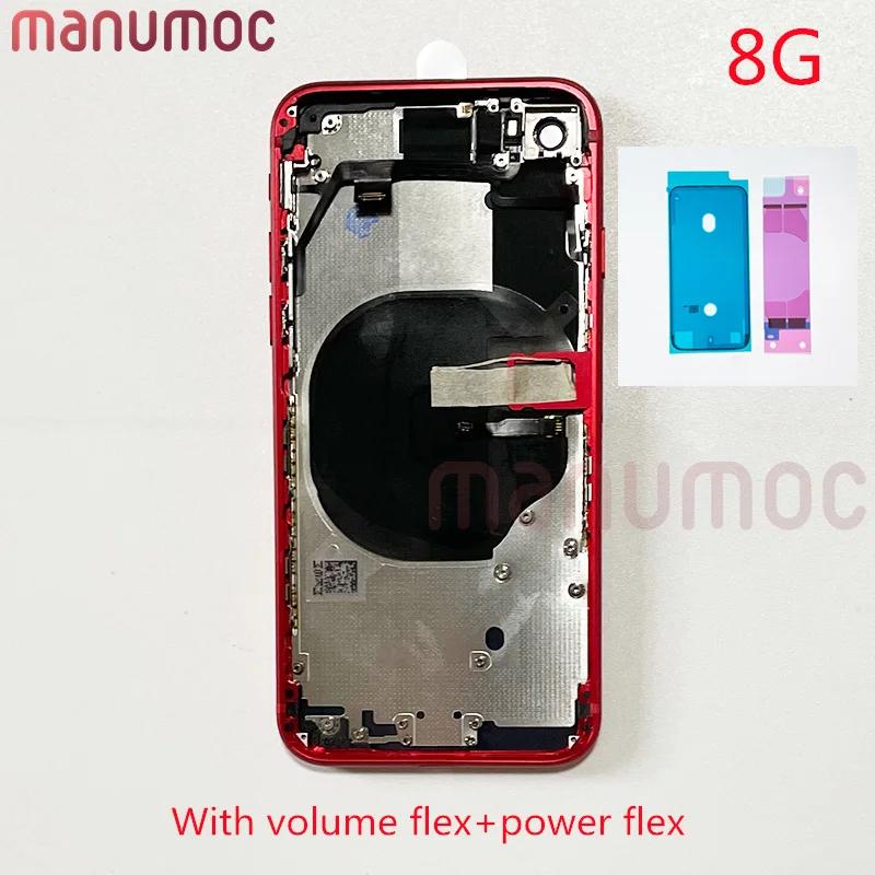 

Rear Door Chassis For iPhone 8 Back Housing Battery Cover with Middle Frame Sim Tray With Volume Power Flex Preinstalled