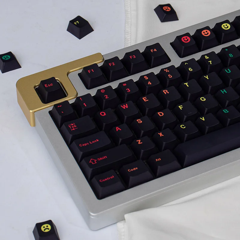 Gmk Midnight Keycaps para Teclado Mecânico Gradiente Preto Arco-íris Letras 136 Teclas Cereja Perfil Pbt Tintura Sub Gk61 Anne Pro 2
