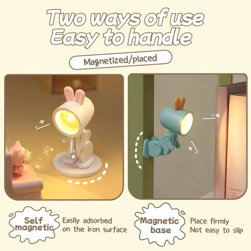 Cute Desk Lamp Rabbit LED Night Light For Kids Adjustable Rabbit Shape Night Lamp Portable Reading Desk Lamp For Children And 4