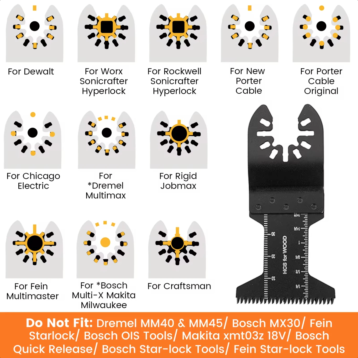 20Pcs Multitool Blades for Fast Cutting-Quick Release Oscillating Blades for Wood Plastic Metal