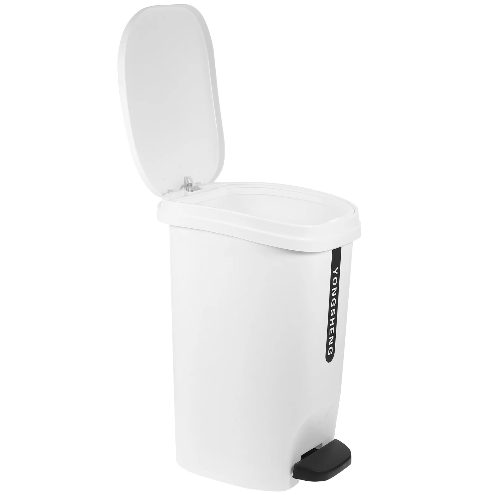 

Slim Trash Can Foot Pedal 10L Step-On Garbage Bin Kitchen Waste Bin Plastic Can White