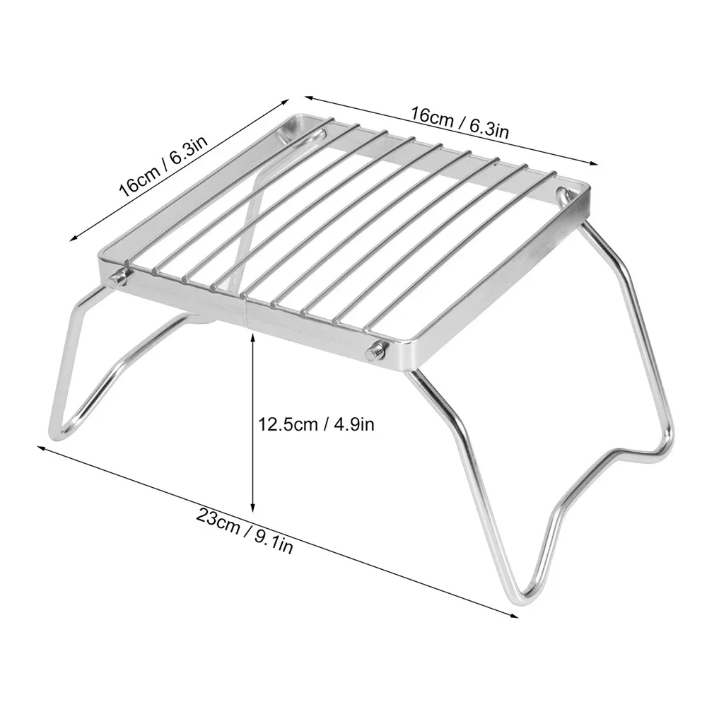 Camp Grill with Foldable Legs Stainless Steel Grill Grate Portable Grid for Backpacking Camping Hiking Picnic Travel Fish