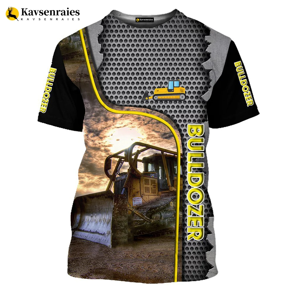 

Bulldozer Design 3D Print T-shirt Car Tractor Fashion Casual Clothing Boys Kids Child Tops Men Harajuku Streetwear Cool Tshirt