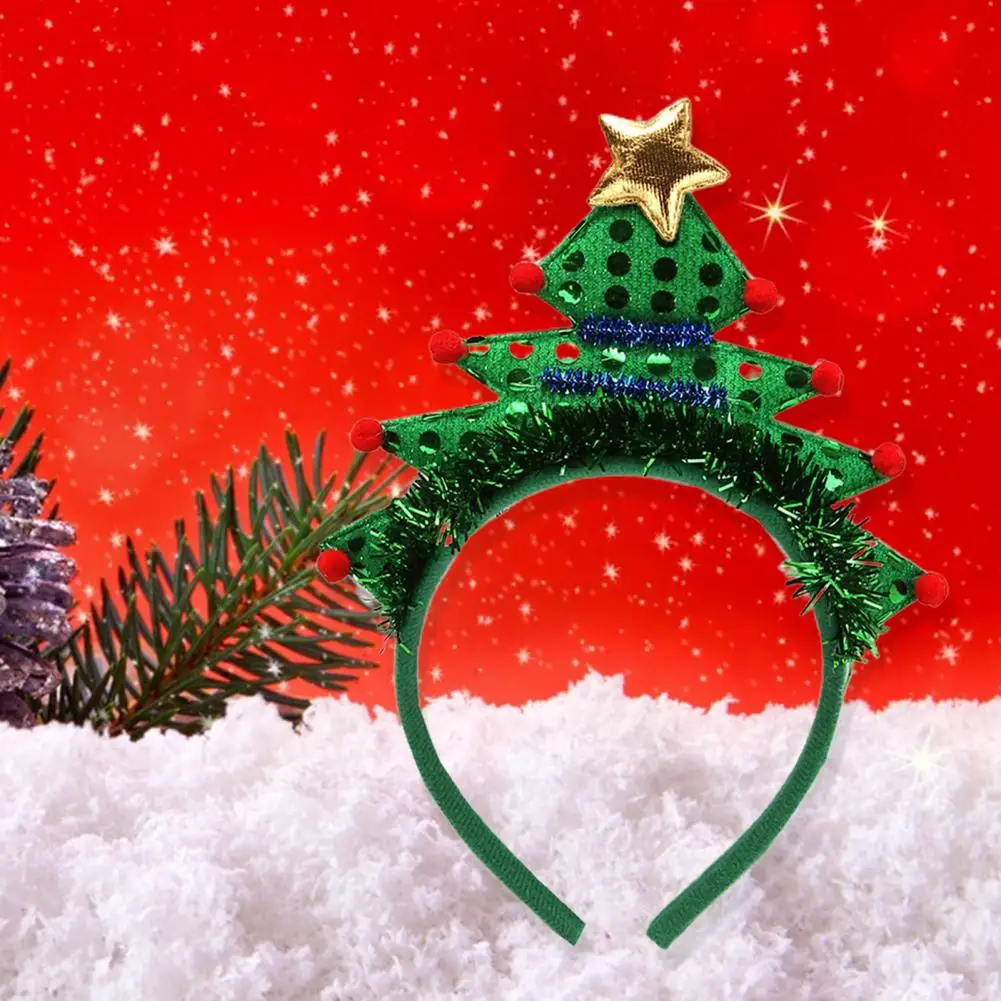 Christmas Headband Lightweight Christmas Hairband Bright Color Performance Props Exquisite Tree Hair Hoop Costume
