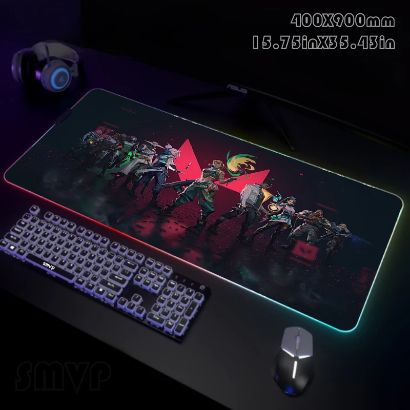 

Large RGB Mouse Mat Valorant Gamer Mousepads LED Gaming Mousepad Big Luminous Desk Pad Desk Mats Backlit Mouse Pads