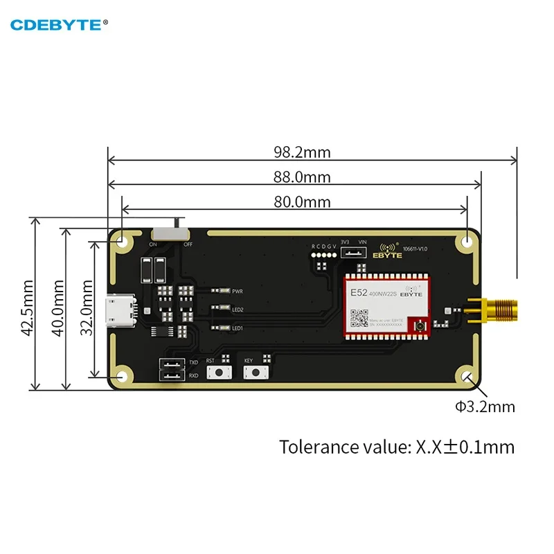 LoRa Mesh Wireless Module Test Board CDEBYTE E52-400NW22S-TB 433MHz 22dBm USB Interface Pre-Welded E52-400NW22S Self-routing