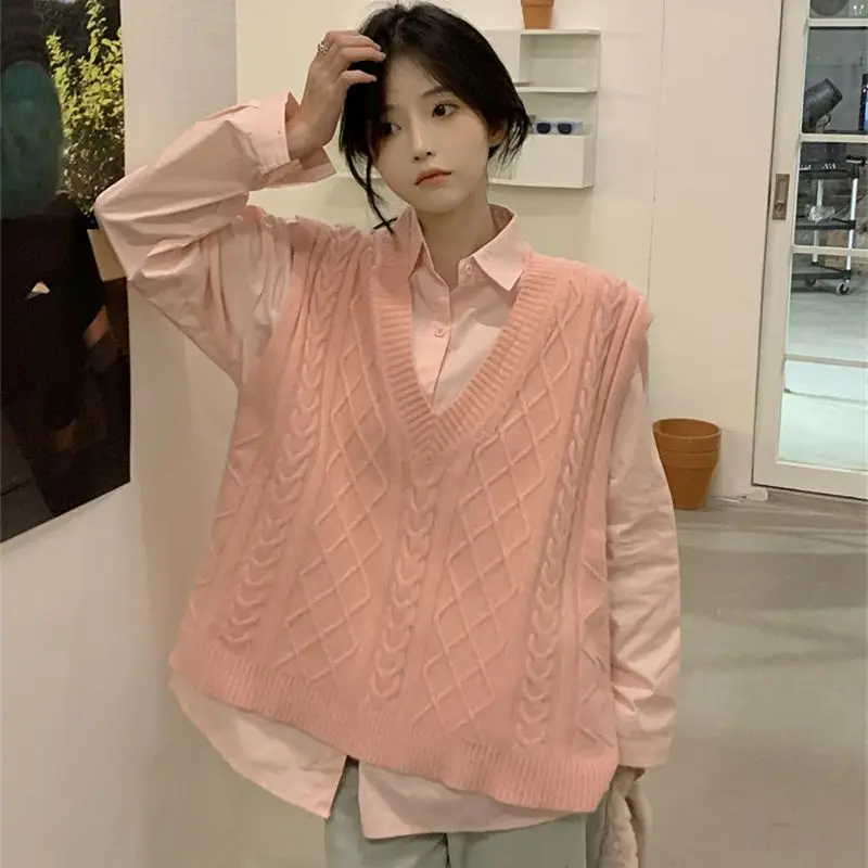 

Женский трикотажный жилет с V-образным вырезом, весна-осень