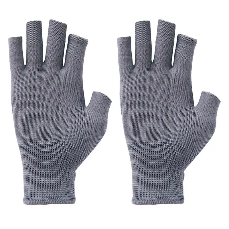 

Gloves With Finger Holes Half Typing Gloves Open-Finger Gloves Without Fingertips Compression Support Wrap Gray Palm Grips Ultra