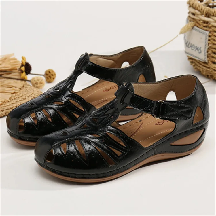 Women's Sandals Summer Ladies Girls Leather Vintage  Buckle Casual Sewing Women Shoes Solid Female  Platform
