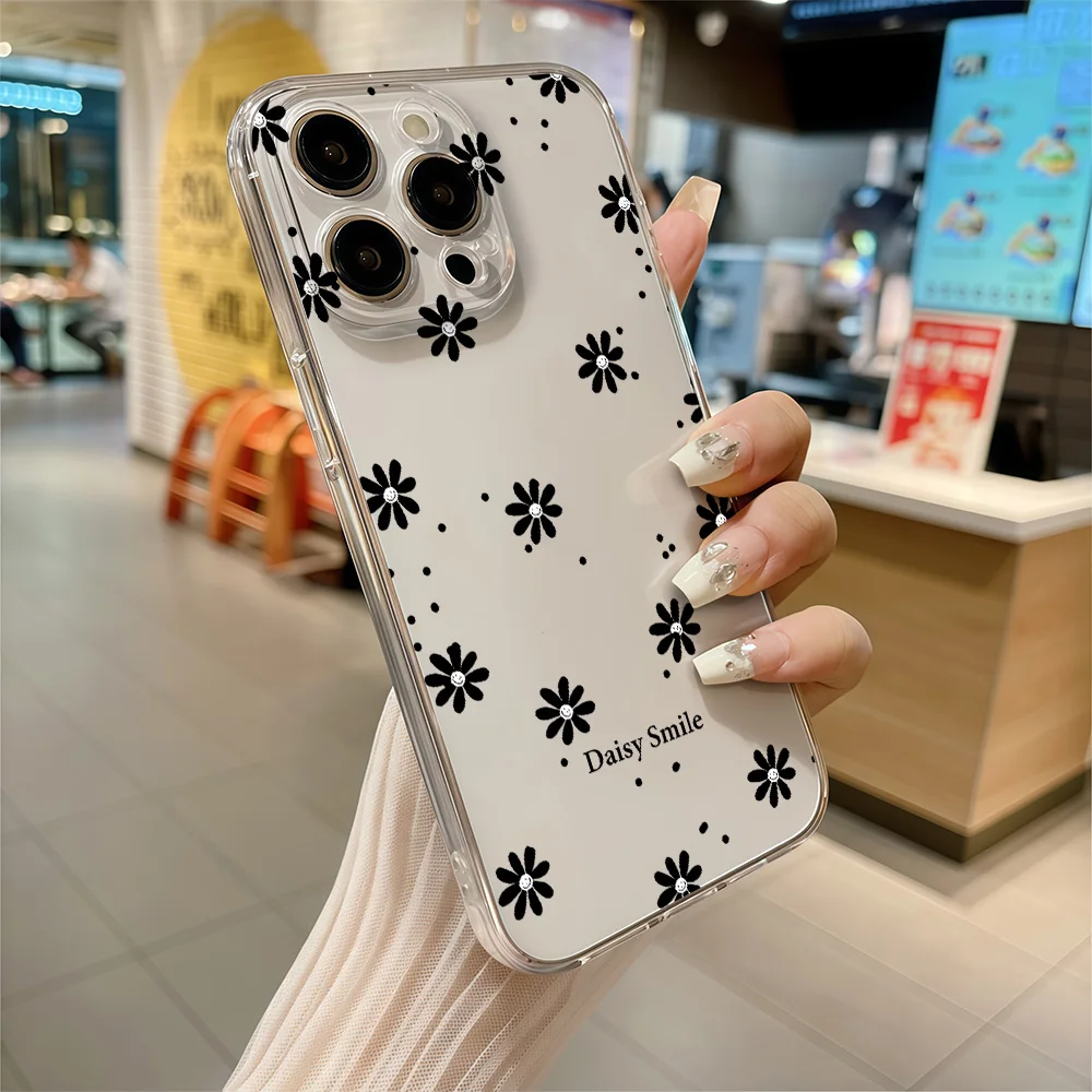 Daisy Smile Print Soft TPU Clear Phone Case Cover