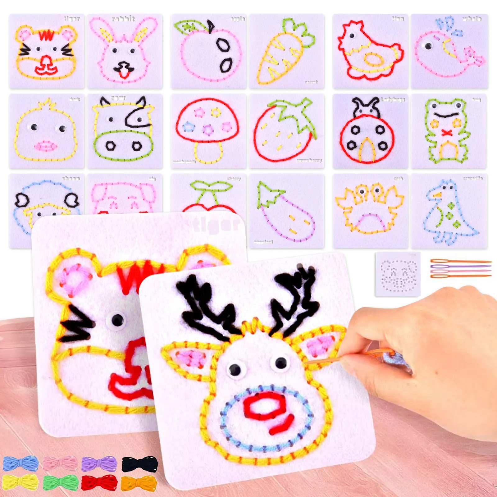 Non-woven Fabric Lacing Toys for Beginner Chidlren Kids Sewing Craft Kit Fine Motor Skill Busy Board Education Sensor