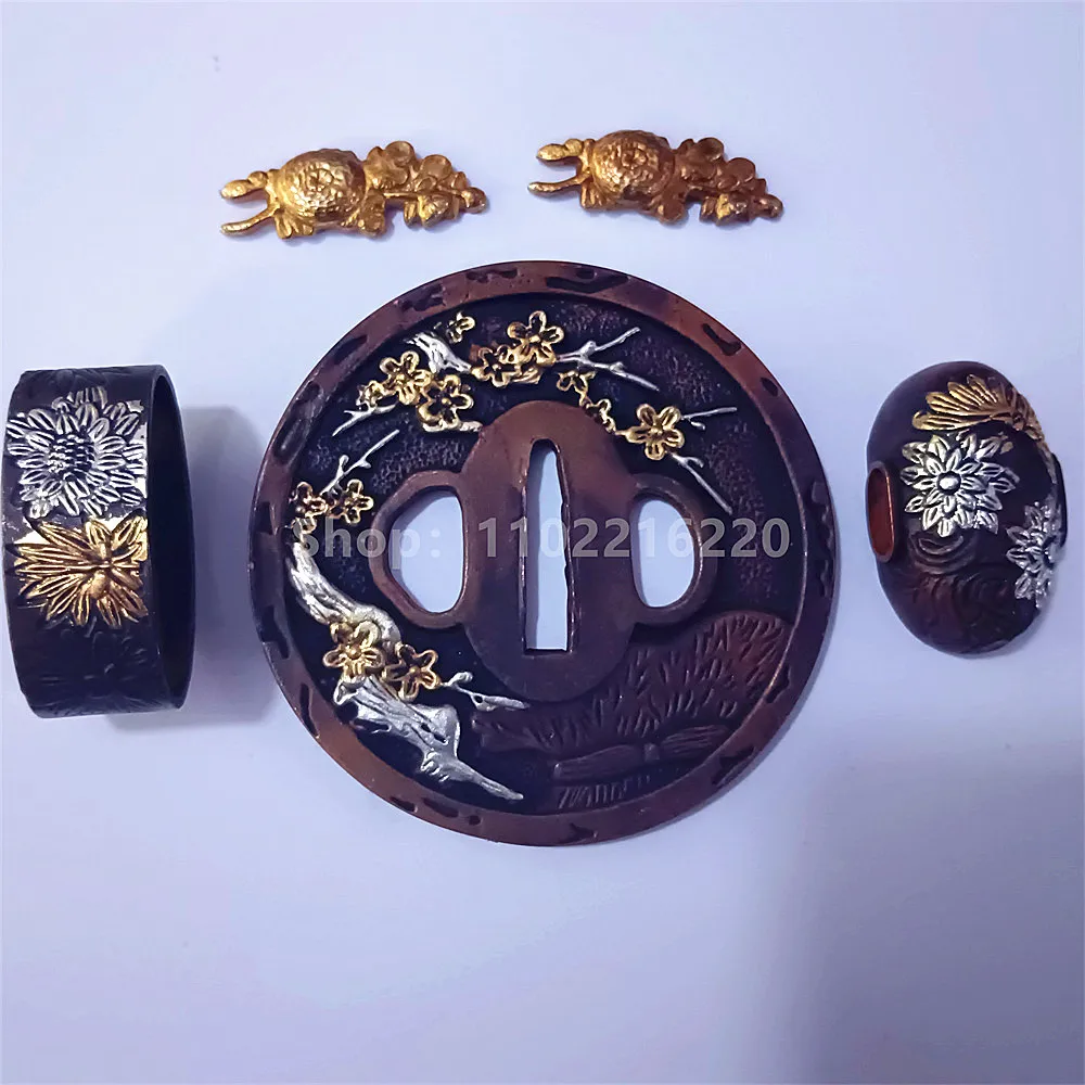 

Copper Brass Tsuba Fuchi Handguard Kashira Guard Menuki For Japanese Real Japan Tanto Wakizashi Samurai Katana Sword Fittings