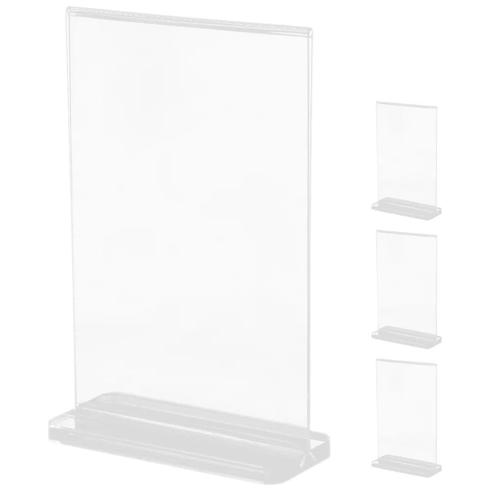 

4 Pcs Display Stand Poster Holder Desktop Menu Storage Rack Standing Sign Table Acrylic Picture Holders for Tables