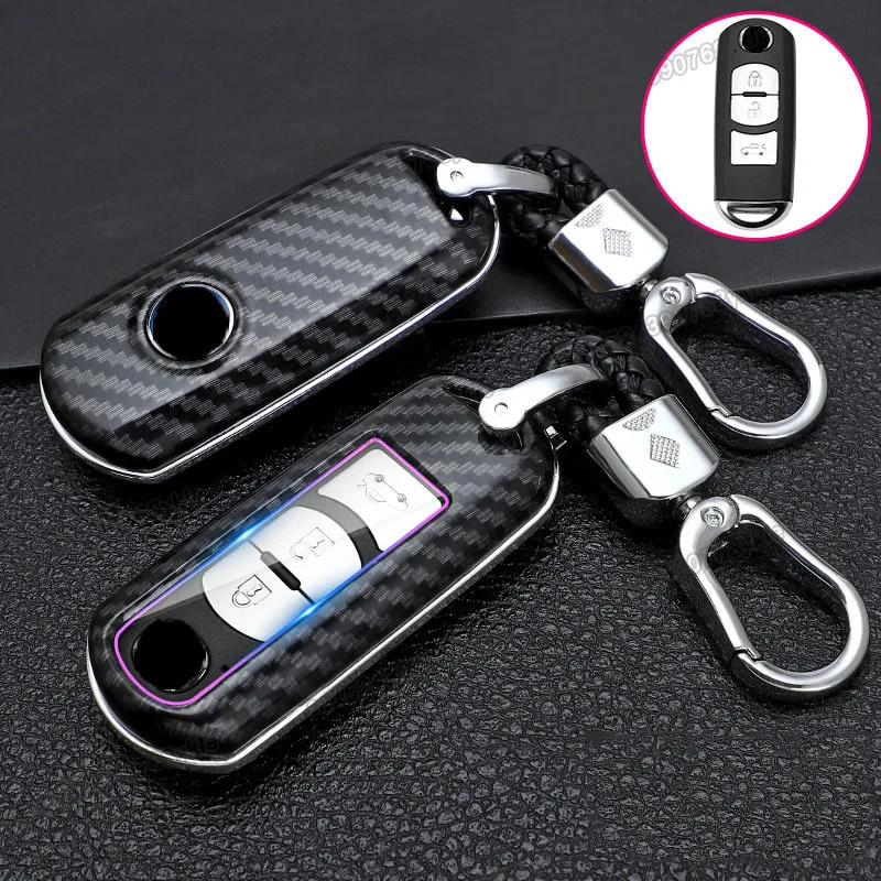 

carbon fiber car key case shell keychain for mazda cx-8 cx8 2019 2020 2021 2022 2023 accessories styling protector interior auto
