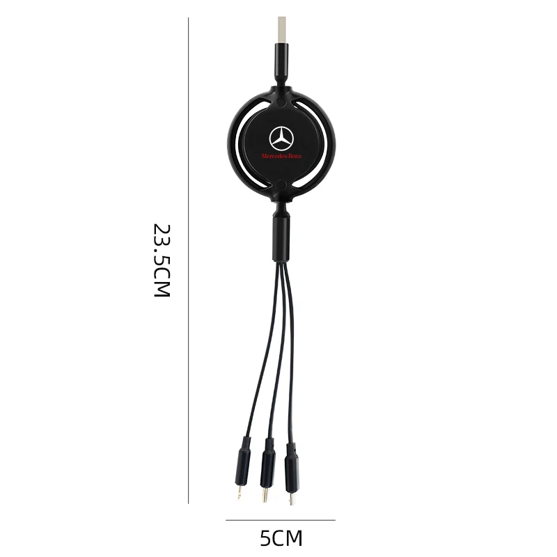 Car Charging Cable 3 in 1 USB Cable For Lightning Type C Micro USB Fast Charging For Mercedes benz A B R G Class GLK GLA