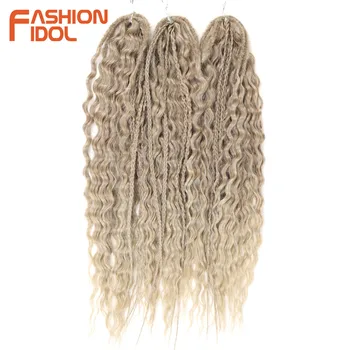 FASHION IDOL 24 inch Kinky Curly Hair Twist Crochet Hair Synthetic Braid Hair Ombre Blonde Water Wave Braiding Hair Extensions 1