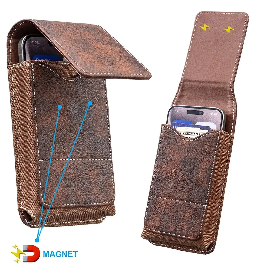 PU Leather Phone Waist Pack - Outdoor Camping Universal Belt Pouch