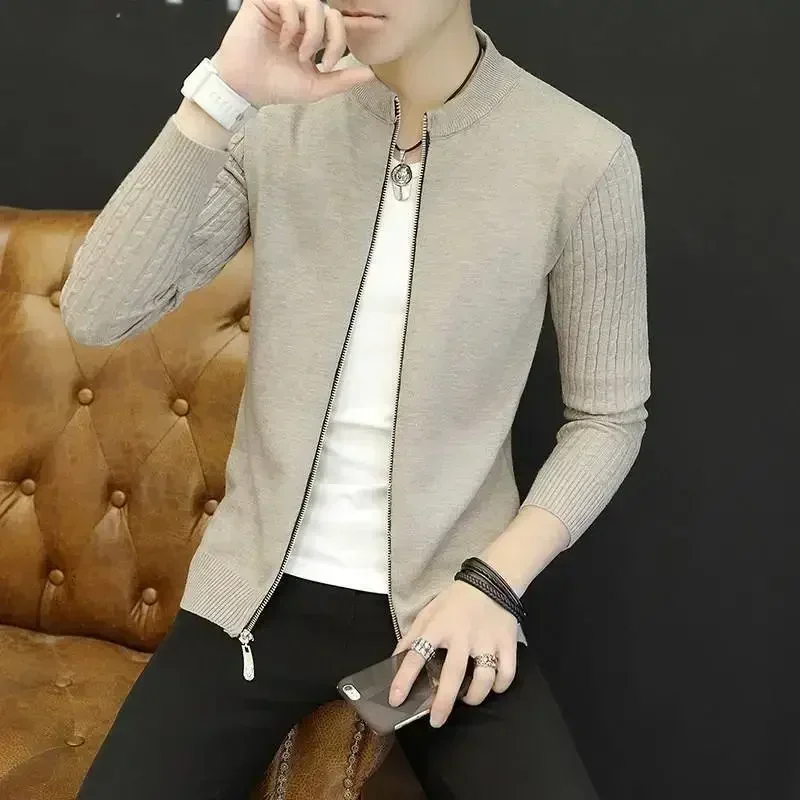 thumbnail image 1 of Suéter de punto para hombre, abrigo de color liso, ropa de hombre, cárdigan de negocios con bolsillos, chaqueta, réplica de alta calidad, nuevo en tops, 1 of 5