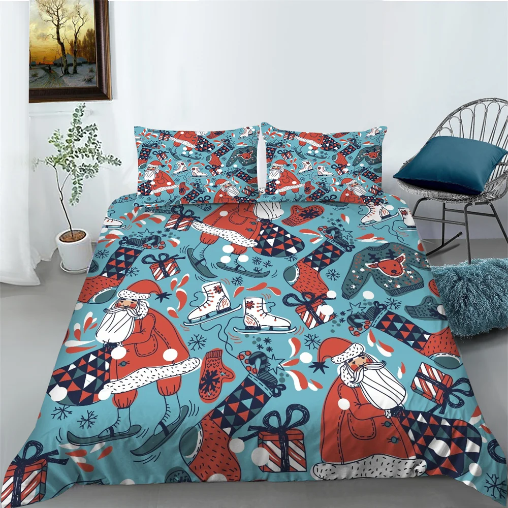 

Bedding Cover Suit Polyester Christmas Home Bedclothes Fashionable Quilt Covers with Pillow Kids Single Size Bedroom Decor