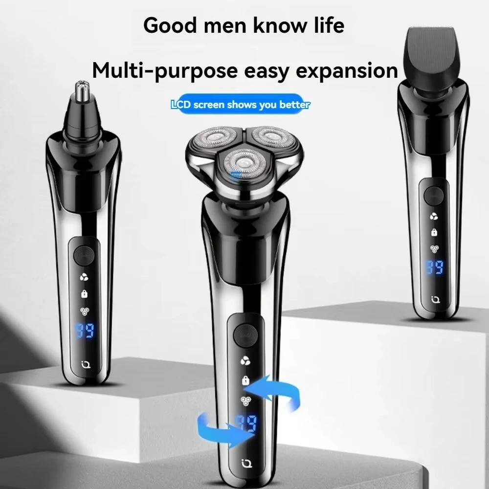Xiaomi 3-in-1 Men's Electric Shaver Digital Display Strong Power Shaver Fast Clean Hair Removal Shaver Portable 2025 New 5